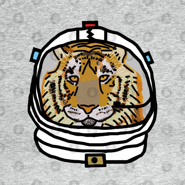 Tiger Astronaut Funny Animals in Space by ellenhenryart